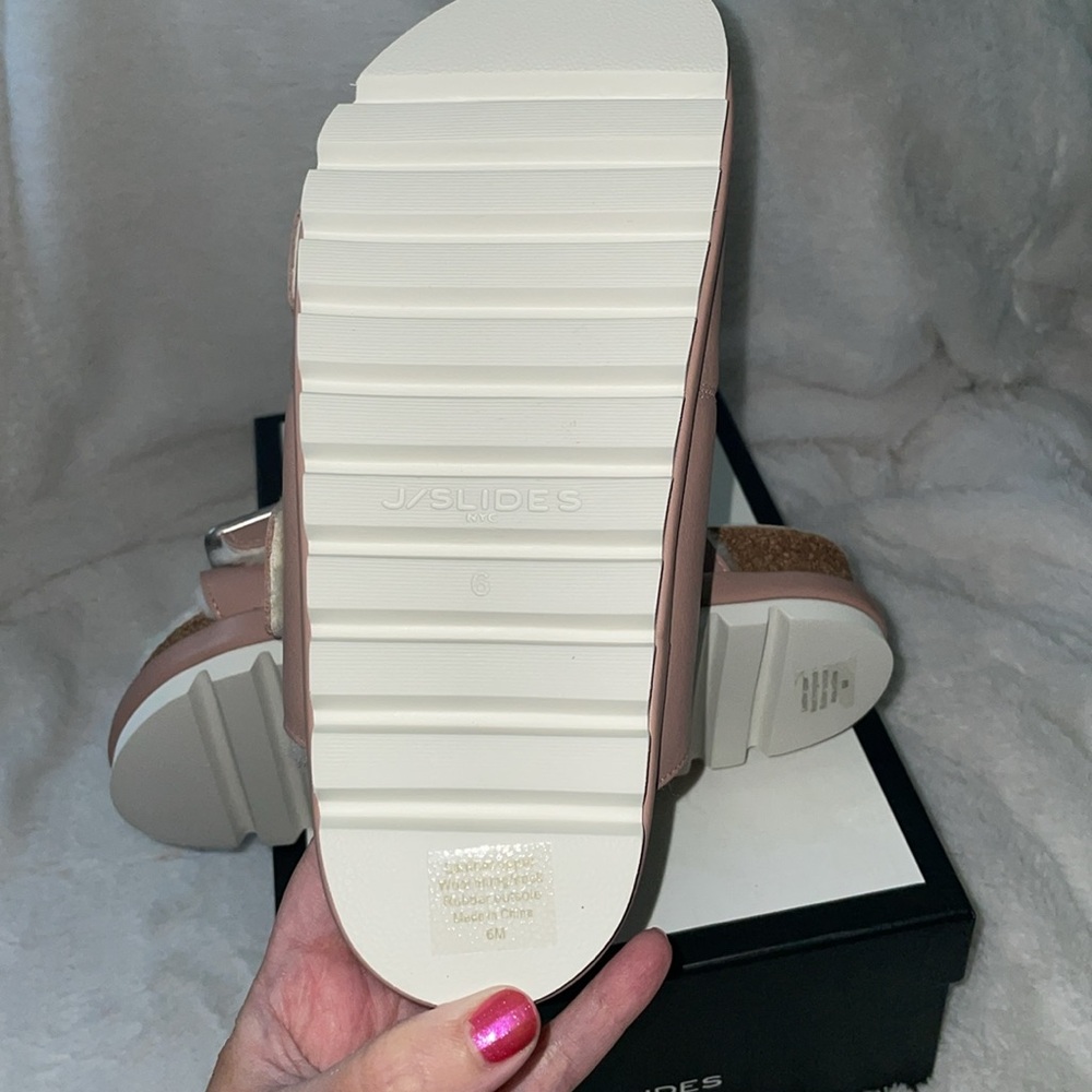 NWT J/SLIDES LYNX Rose Leather Sandal - Picture 15 of 15